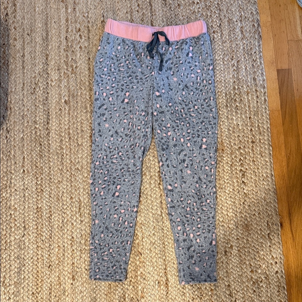 Cuddl Duds Gray and Pink Fleece Joggers
